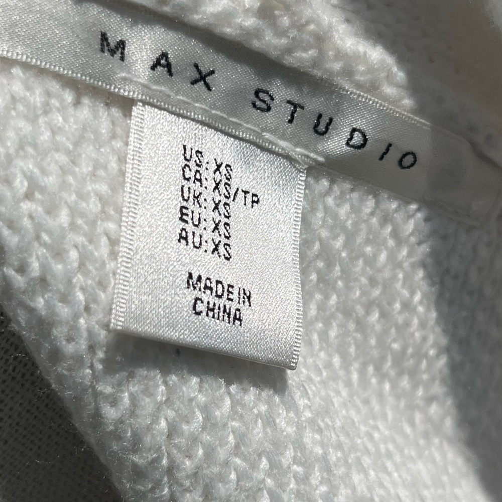Max Studio Women's Colorblock Cardigan - White, Gray, Tan size XS oversized - Picture 5 of 7
